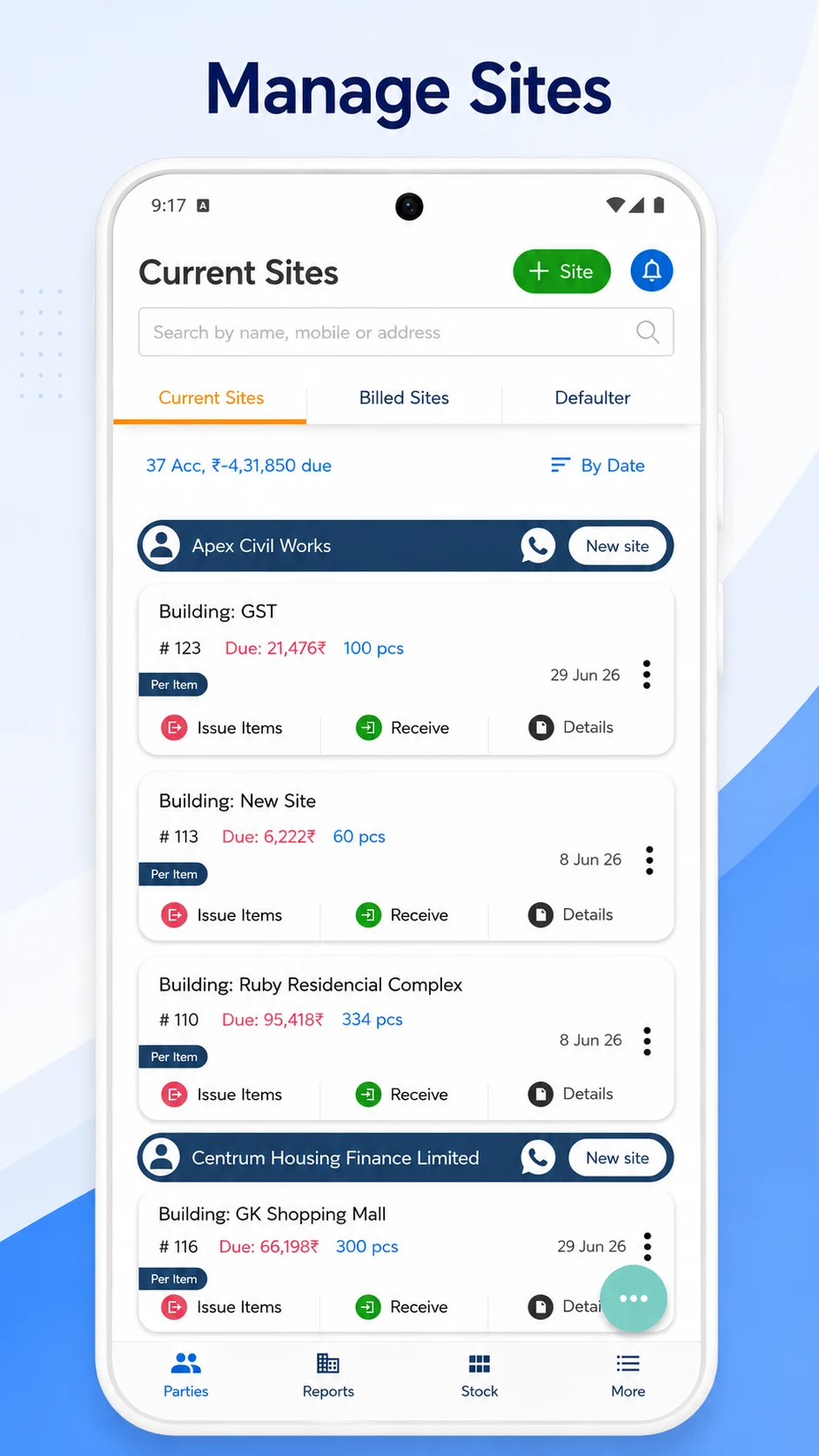 Shuttering & Scaffolding App screenshot