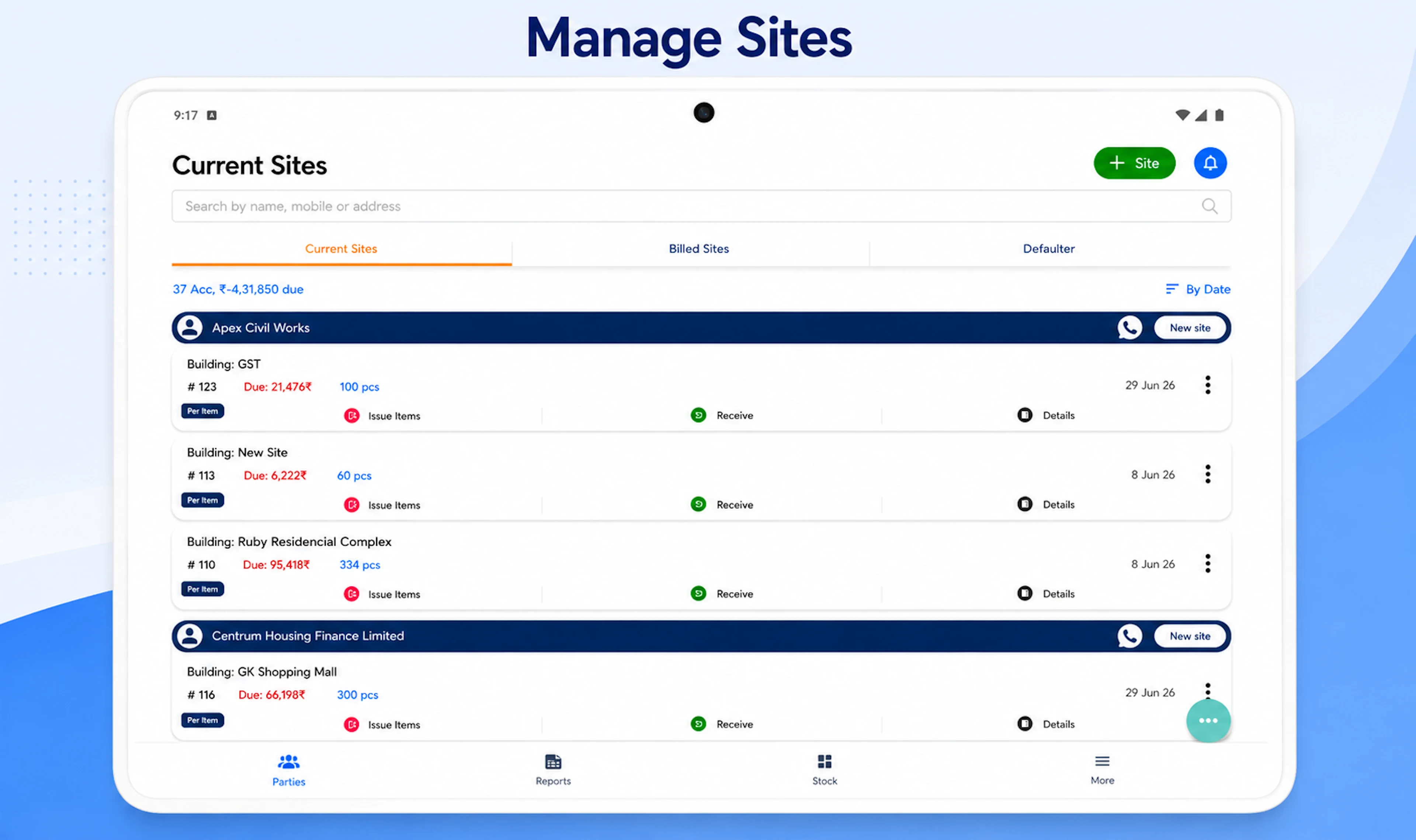 Shuttering & Scaffolding App screenshot